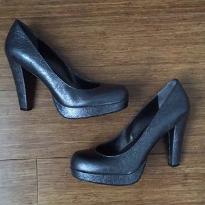 Dark silver metallic Calvin Klein heels